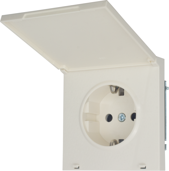 Розетка встраиваемая Zima с заземлением с крышкой цвет слоновая кость