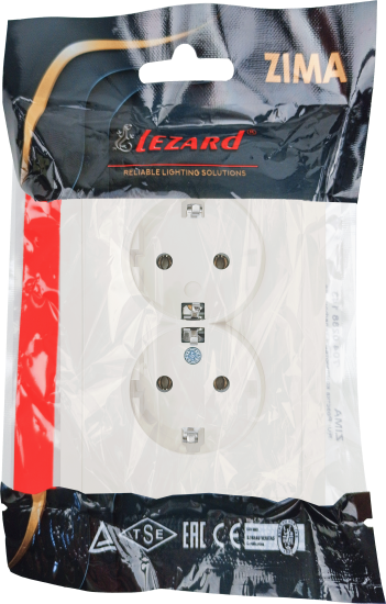 Розетка двойная встраиваемая Lezard Zima с заземлением цвет слоновая кость