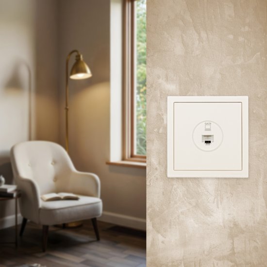 Розетка компьютерная встраиваемая Zima без заземления цвет слоновая кость