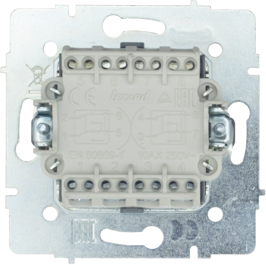 Выключатель промежуточный встраиваемый Zima 2 клавиши цвет слоновая кость