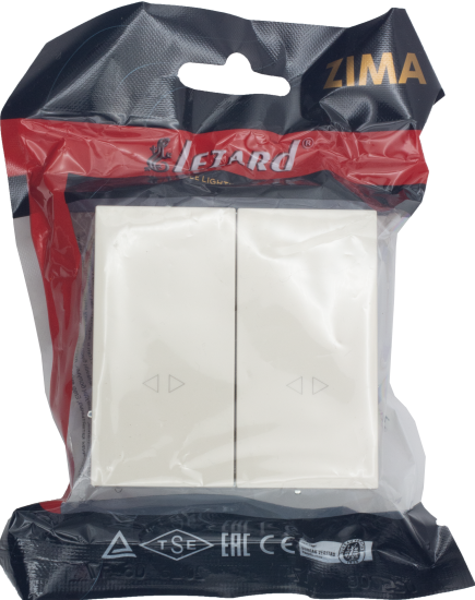 Выключатель промежуточный встраиваемый Zima 2 клавиши цвет слоновая кость