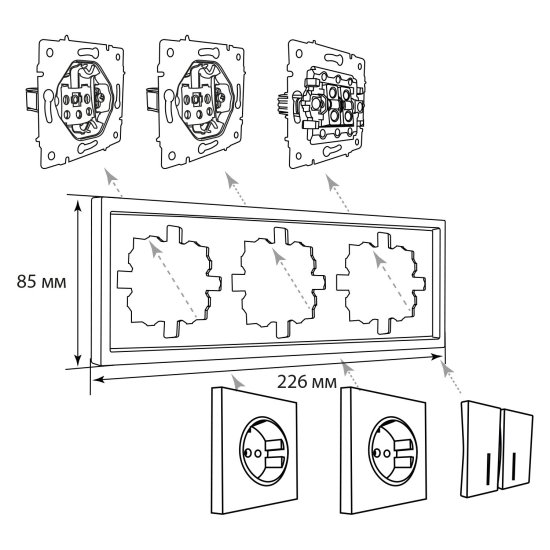 Рамка для розеток и выключателей Zima 3 поста цвет слоновая кость