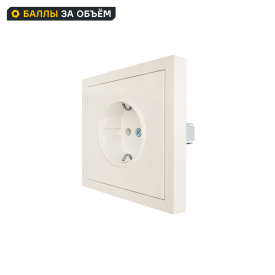 Розетка встраиваемая Zima с заземлением с защитной шторкой цвет слоновая кость