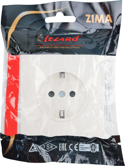 Розетка встраиваемая Zima с заземлением с защитной шторкой цвет слоновая кость