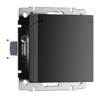 Розетка встраиваемая Werkel с заземлением с крышкой и шторками цвет черный