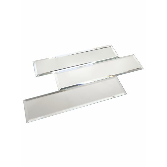 Плитка зеркальная прямоугольная 400х100х4 мм Continent серебряная с фацетом (4 шт.=0,16 кв.м)