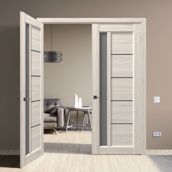 Комплект двери Artens Брио со стеклом 80x200 см ПВХ цвет дуб филадельфия с добором 150 мм