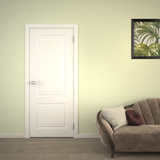 Комплект двери Скин 2 глухая 80x200 см эмаль белый с добором 100 мм