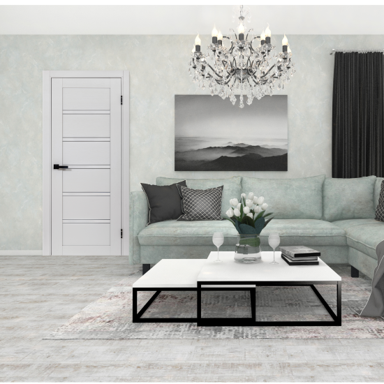 Комплект двери Легда-28 со стеклом 60x200 см полипропилен цвет серое дерево с добором 100 мм