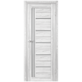 Комплект двери Новара Вертикаль остекленная 60x200 см ПВХ цвет ривьера айс с добором 100 мм