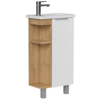 Тумба под накладную раковину KONSENSA Сохо белая 40x78 мини-раковина Cersanit Como цвет корпуса желтый