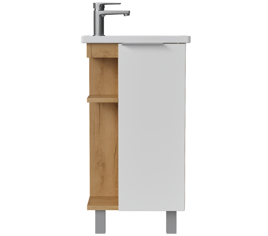 Тумба под накладную раковину KONSENSA Сохо белая 40x78 мини-раковина Cersanit Como цвет корпуса желтый