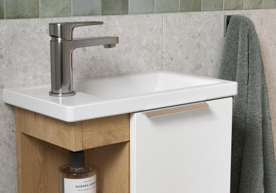 Тумба под накладную раковину KONSENSA Сохо белая 40x78 мини-раковина Cersanit Como цвет корпуса желтый