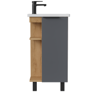 Тумба под накладную раковину KONSENSA Сохо черная 40x78 мини-раковина Cersanit Como цвет корпуса желтый