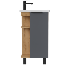 Тумба под накладную раковину KONSENSA Сохо черная 40x78 мини-раковина Cersanit Como цвет корпуса желтый