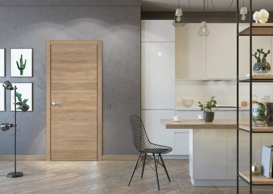 Комплект двери Канзас глухая 60x200 см ПВХ цвет дуб европейский красный с добором 150 мм