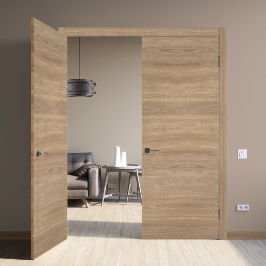 Комплект двери Канзас глухая 60x200 см ПВХ цвет дуб европейский красный с добором 150 мм