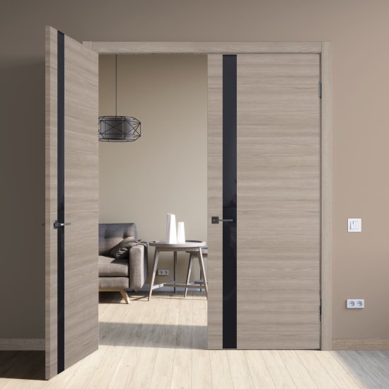 Комплект двери Канзас со стеклом 60x200 см ПВХ цвет дуб европейский красный с добором 150 мм