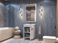 Тумба в ванную Vigo Milo 60-2-0 60x80 см ДСП цвет белый глянец с раковиной Sanita Luxe Fest 60