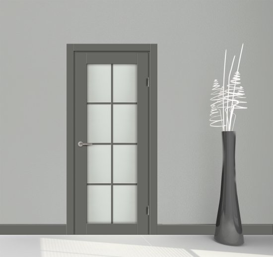 Комплект двери Пьемонт со стеклом 80x200 см Hardflex цвет стиппл грей без доборов