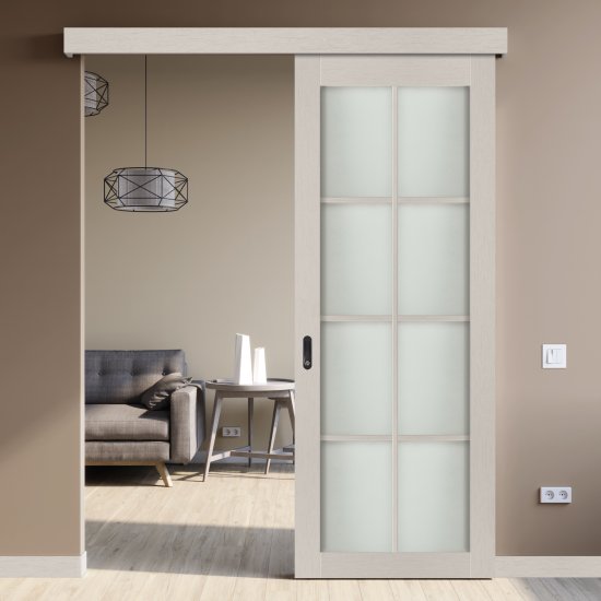 Комплект двери Пьемонт остекленная 70x200 см HardFlex цвет платина светлая с добором 150 мм