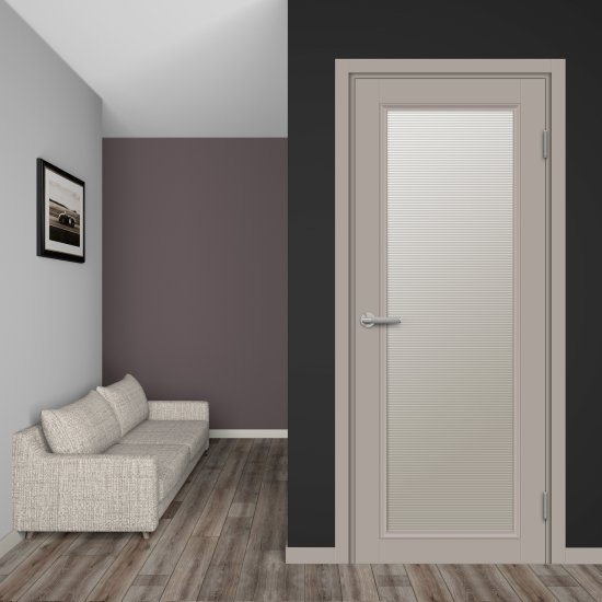 Комплект двери Лион остекленная 80x200 см HardFlex цвет тауп серый с добором 100 мм