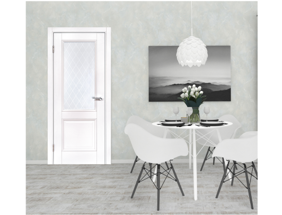 Комплект двери Палермо со стеклом 80x200 см полипропилен цвет аляска с добором 150 мм