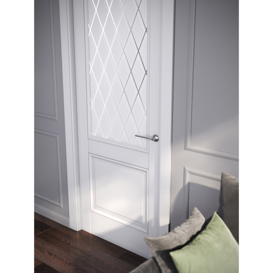 Комплект двери Палермо со стеклом 80x200 см полипропилен цвет аляска с добором 150 мм