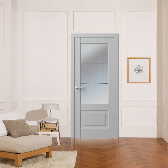 Комплект двери Прадо-12 остекленная 80x200 см эмаль цвет гейнсборо с добором 100 мм