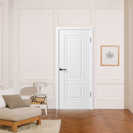 Комплект двери Юлия глухая 80x200 см эмаль цвет белый с добором 150 мм