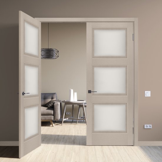 Комплект двери Трилло со стеклом 60x200 см Hardflex цвет ясень элегант с добором 200 мм