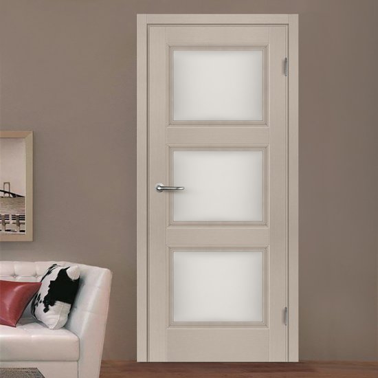 Комплект двери Трилло со стеклом 80x200 см Hardflex цвет ясень элегант с добором 100 мм