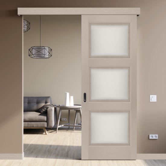 Комплект двери Трилло со стеклом 80x200 см Hardflex цвет ясень элегант с добором 100 мм