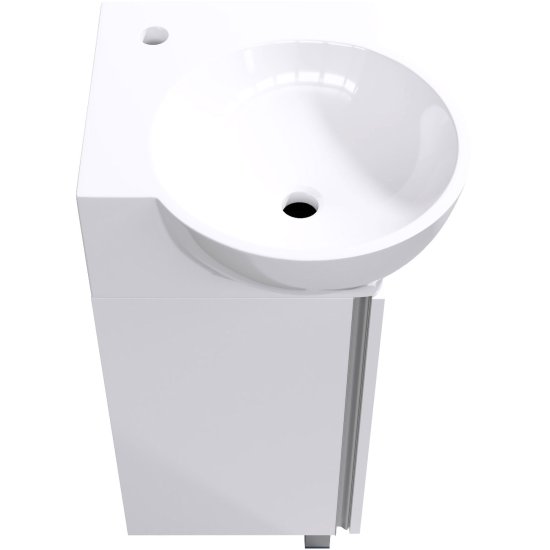 Тумба под раковину Aqwella Тео 45 напольная угловая цвет белый с раковиной Aqwella Дельта 45 см