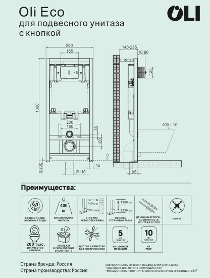 Комплект инсталляции Oli 80 Eco с безободковым унитазом Iddis Lahta