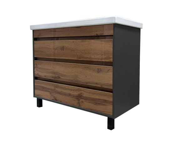 Комплект мебели для ванной комнаты Wood 96.8 тумба раковина шкаф-пенал шкаф напольный разноцветный