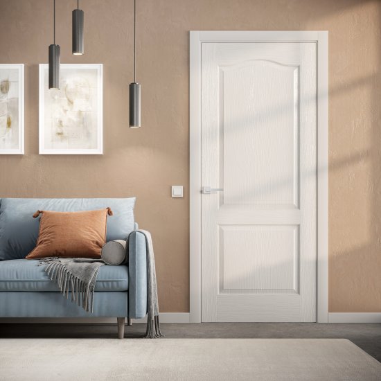 Комплект двери Палитра 200x60 см финиш-бумага цвет белый с добором 200 мм