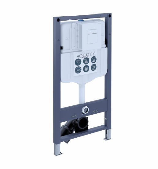 Комплект инсталляции Aquatek Pneumo N 49 с безободковым унитазом Sensea Neo клавиша Aquatek Pnn-0000003 серая