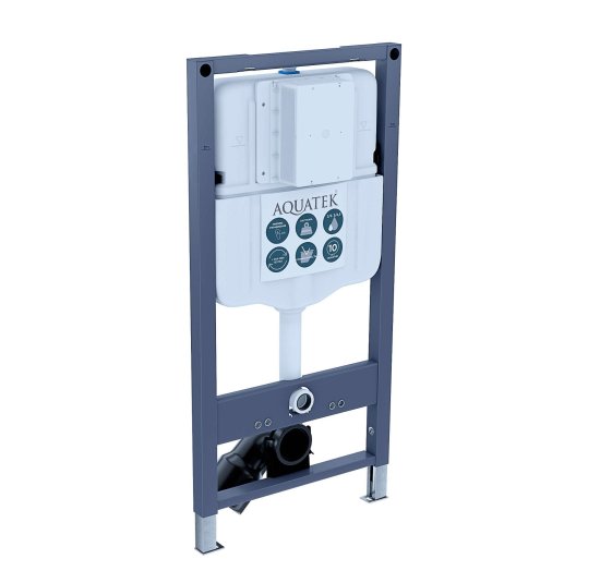 Комплект инсталляции Aquatek Pneumo N 49 с безободковым унитазом Sensea Neo клавиша Aquatek Pnn-0000005 чёрная