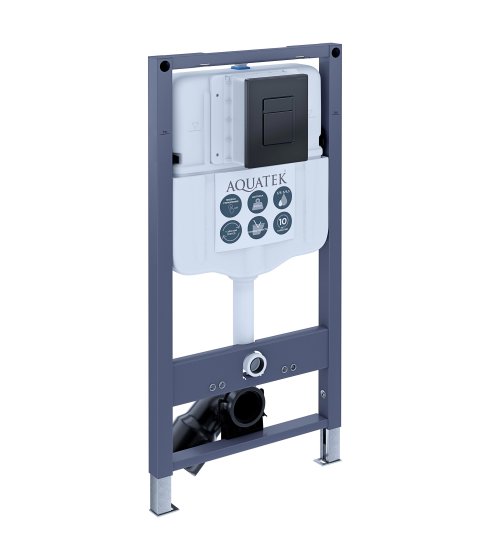 Комплект инсталляции Aquatek Pneumo N 49 с безободковым унитазом Sensea Neo клавиша Aquatek Pnn-0000005 чёрная