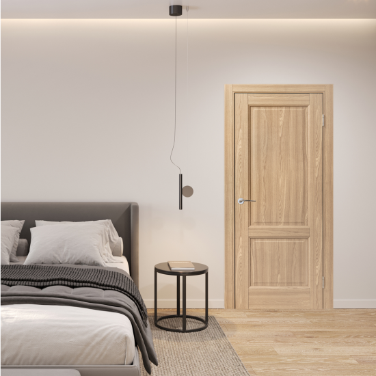 Дверь межкомнатная глухая Эгли 2 90x200 см полипропилен цвет натуральный с замком и петлями