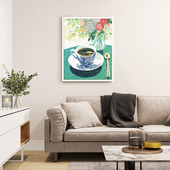 Картина в раме Чашка кофе 40x50 см цвет разноцветный