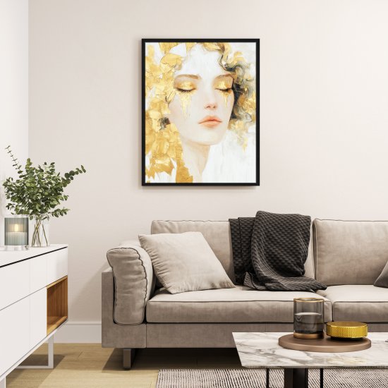 Картина в раме Девушка с золотом 40x50 см цвет разноцветный