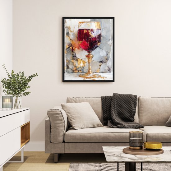 Картина в раме Бокал вина 40x50 см цвет разноцветный