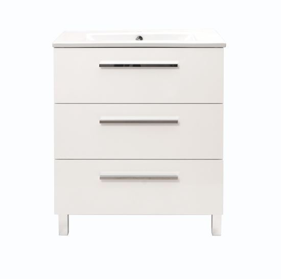 Тумба под раковину Мадрид Квадро 75 см цвет белый с раковиной Sanita Luxe Квадро 75