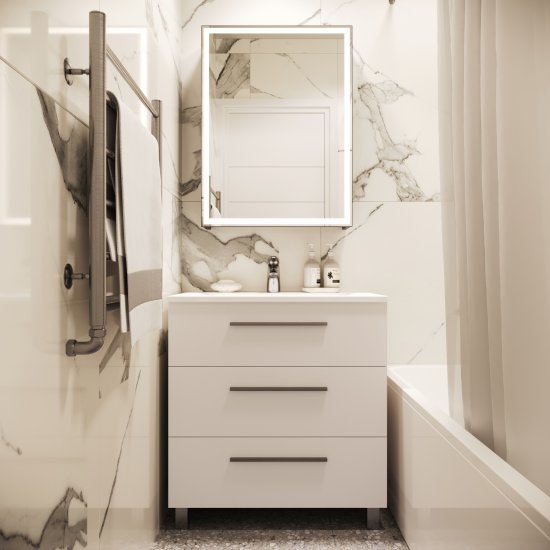 Тумба под раковину Мадрид Квадро 75 см цвет белый с раковиной Sanita Luxe Квадро 75