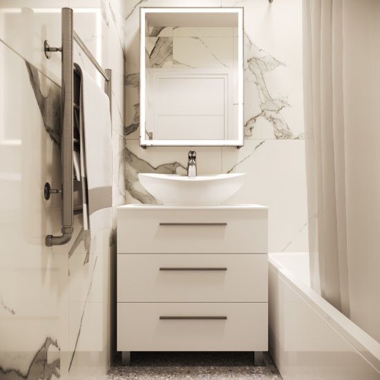 Тумба под раковину Мадрид Квадро 75 см цвет белый с раковиной Sanita Luxe Квадро 75