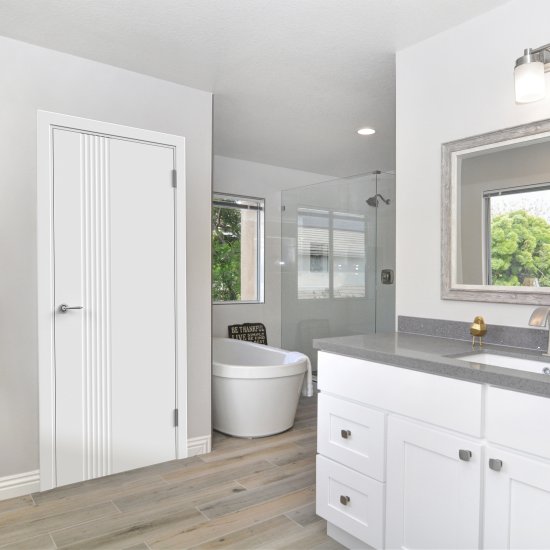 Комплект двери Сейши глухая 70x200 см эмаль цвет белый с добором 200 мм