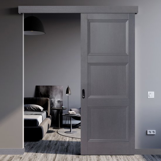 Комплект двери трилло глухая 60x200 см Hardflex цвет грей легно с добором 100 мм