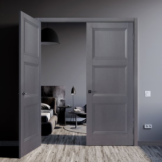 Комплект двери трилло глухая 60x200 см Hardflex цвет грей легно без доборов